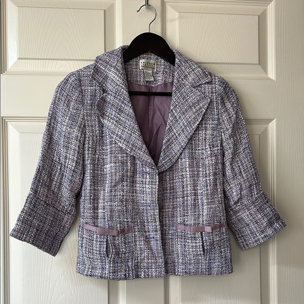 Uniform Petite John Paul Richard Purple and White Textured Blazer